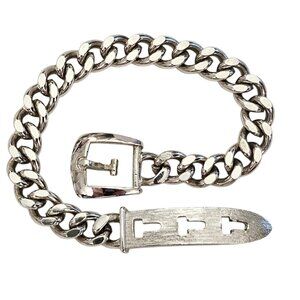 Avon Silver Tone Chain Buckle Bracelet, Signed L826